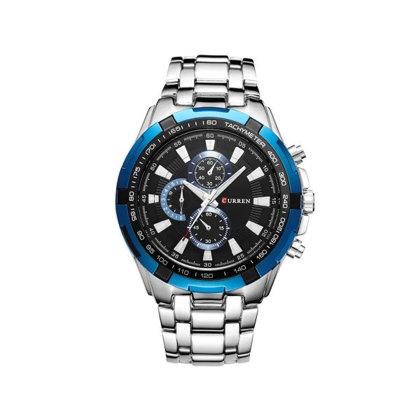 CURREN 8023 Analog Watch for Men – Silver Blue & Black