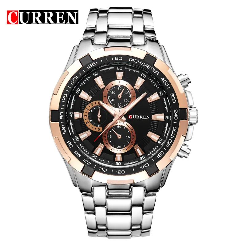 CURREN 8023 Analog Watch for Men – Silver & Rose Gold