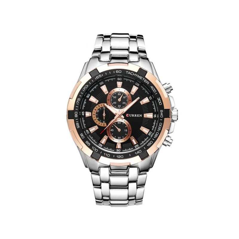 CURREN 8023 Analog Watch for Men – Silver & Rose Gold