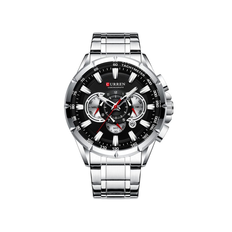 CURREN 8363 Chronograph Watch for Men – Silver & Black