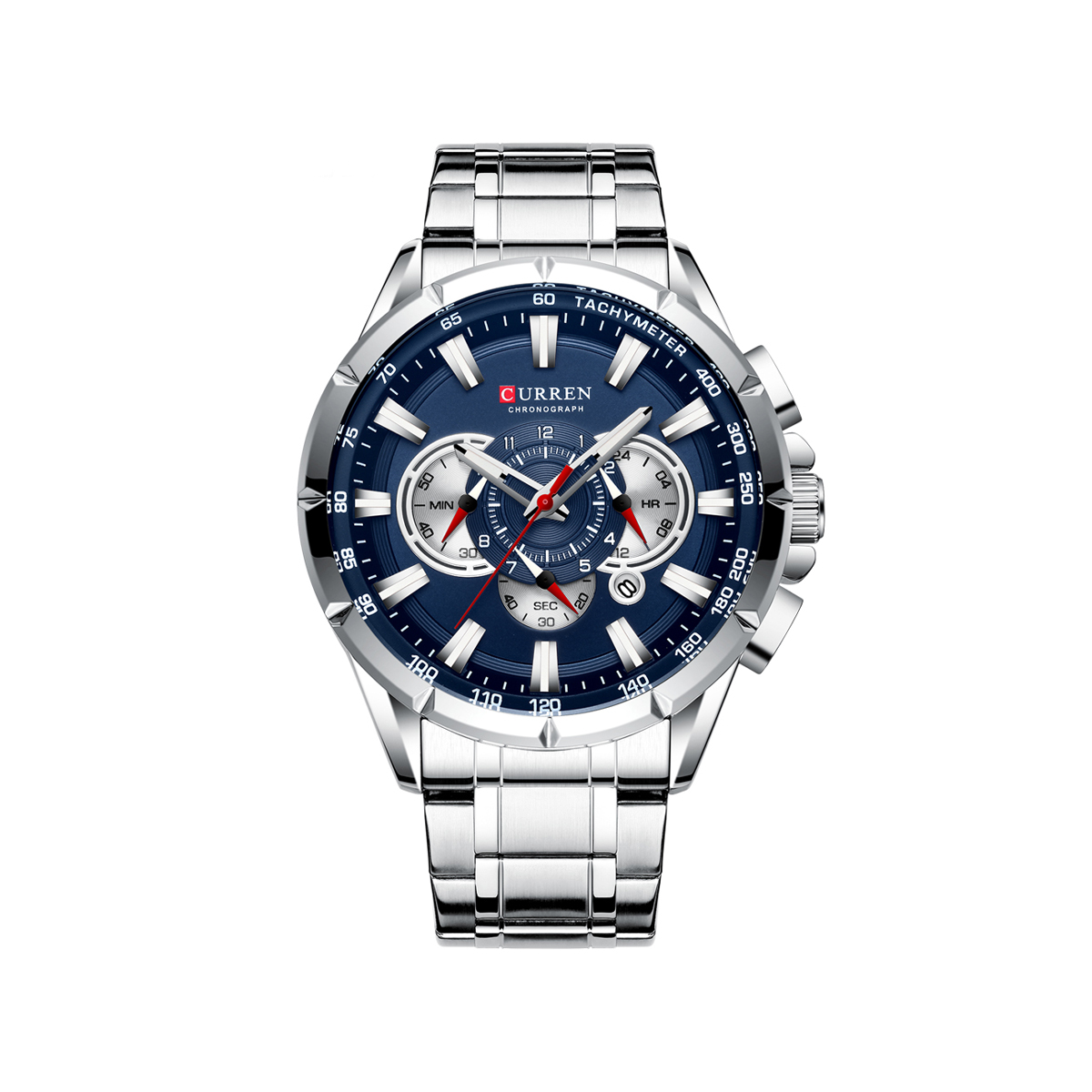 CURREN 8363 Chronograph Watch for Men – Silver & Blue