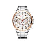 CURREN 8363 Chronograph Watch for Men – Silver Rose Gold & White