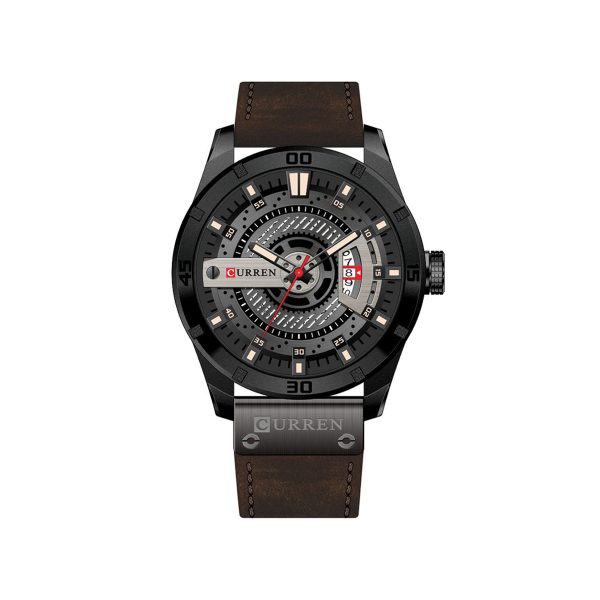 CURREN 8301 PU Leather Quartz Watch for Men – Dark Brown