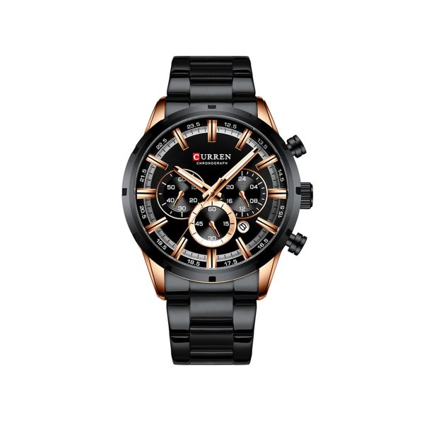 CURREN 8355 Multi-function Steel Strap Watch for Men – Black