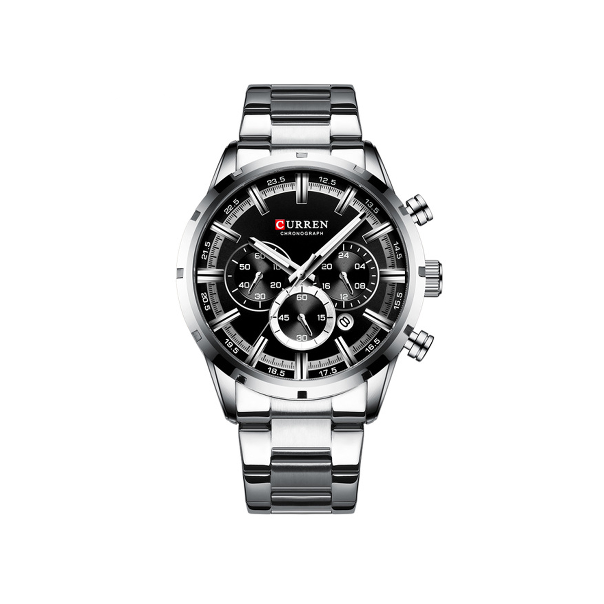 CURREN 8355 Multi-function Steel Strap Watch for Men – Silver & Black
