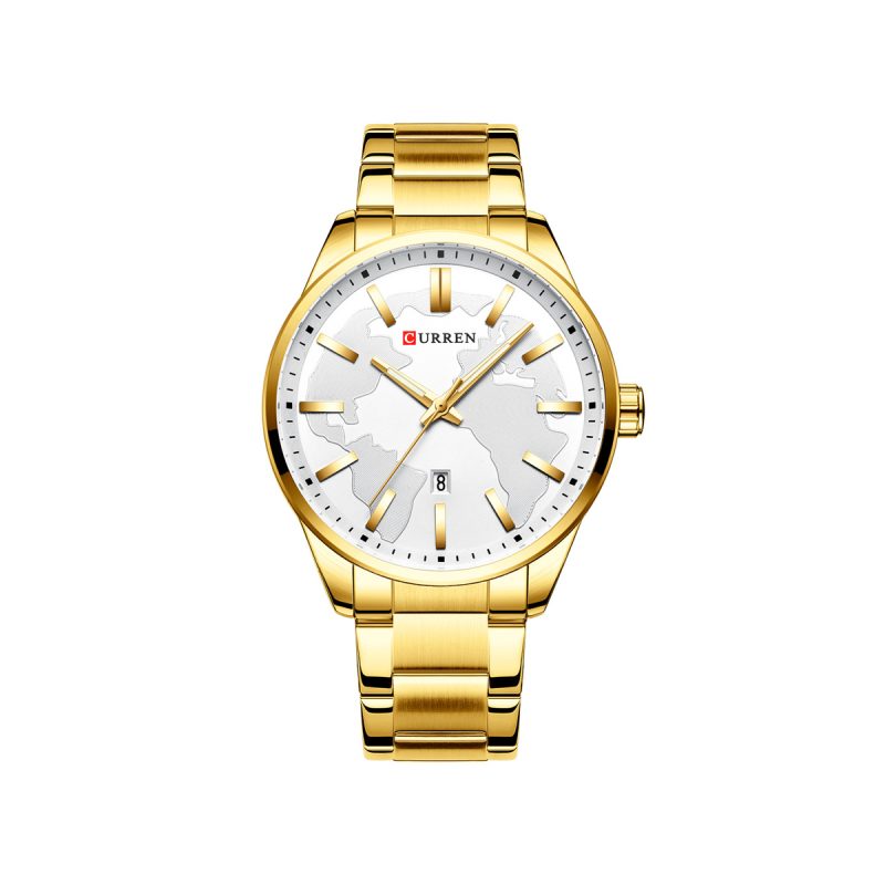 CURREN 8366 Stainless Steel Quartz Watch for Mens – Gold