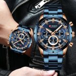 CURREN 8355 Multi-function Steel Strap Watch for Men – Blue