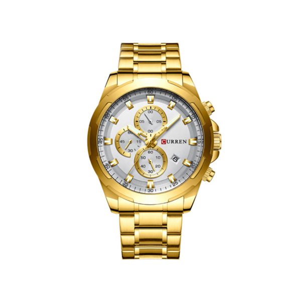 CURREN 8354 Chronograph Stainless Steel Watch for Men – Gold