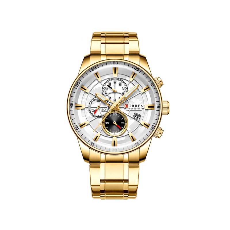 CURREN 8362 Stainless Steel Quartz Watch for Men – Gold