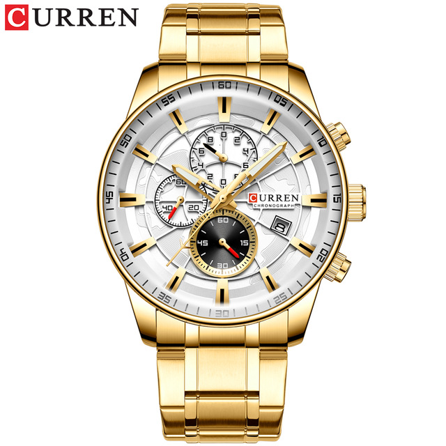 CURREN 8362 Stainless Steel Quartz Watch for Men – Gold