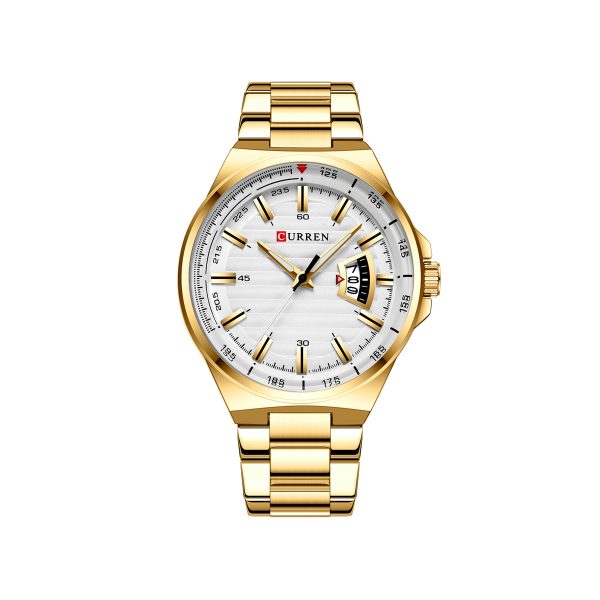 CURREN 8375 Stainless Steel Analog Watch For Men – Gold & White