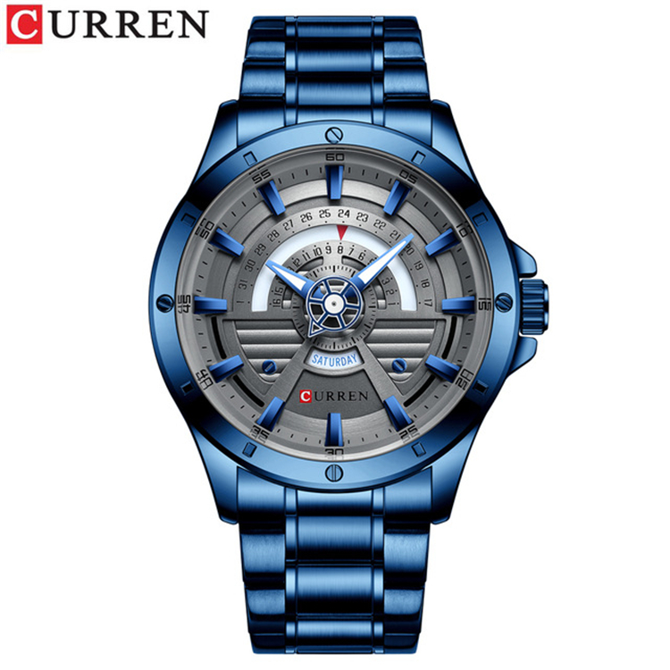 CURREN 8381 Luxury Quartz Watch for Men – Blue & Silver