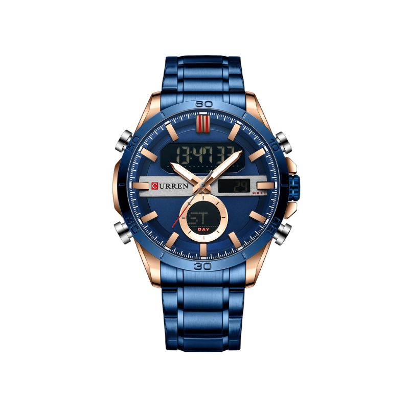 CURREN 8384 Quartz Analog Digital Stainless Steel Watch for Men – Blue