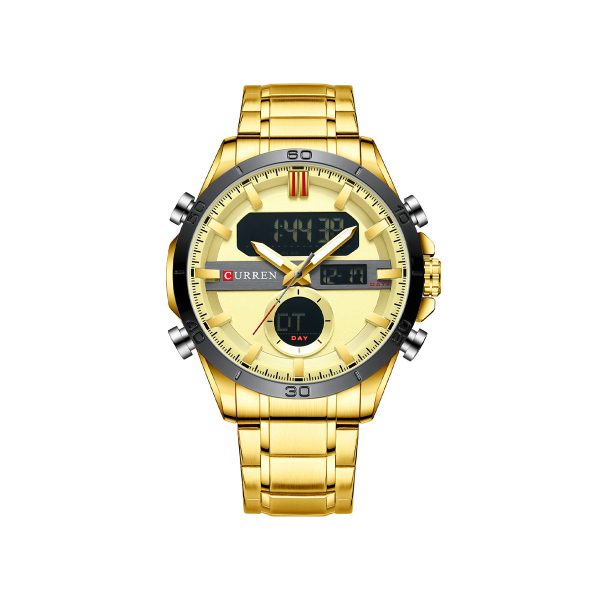 CURREN 8384 Quartz Analog Digital Stainless Steel Watch for Men – Gold