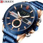 CURREN 8384 Quartz Analog Digital Stainless Steel Watch for Men – Blue