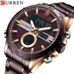 CURREN 8384 Quartz Analog Digital Stainless Steel Watch for Men – Bronze