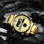 CURREN 8384 Quartz Analog Digital Stainless Steel Watch for Men – Gold