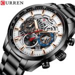 CURREN 8391 Stainless Steel Watch for Men – Black & Silver