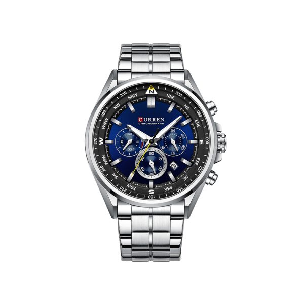 CURREN 8399 Stainless Steel Watch for Men – Silver & Blue