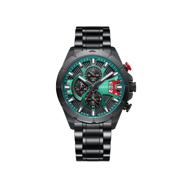 CURREN 8401 Stainless Steel Wrist Watch for Men – Black & Green