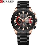 CURREN 8401 Stainless Steel Wrist Watch for Men – Black & Rose Gold