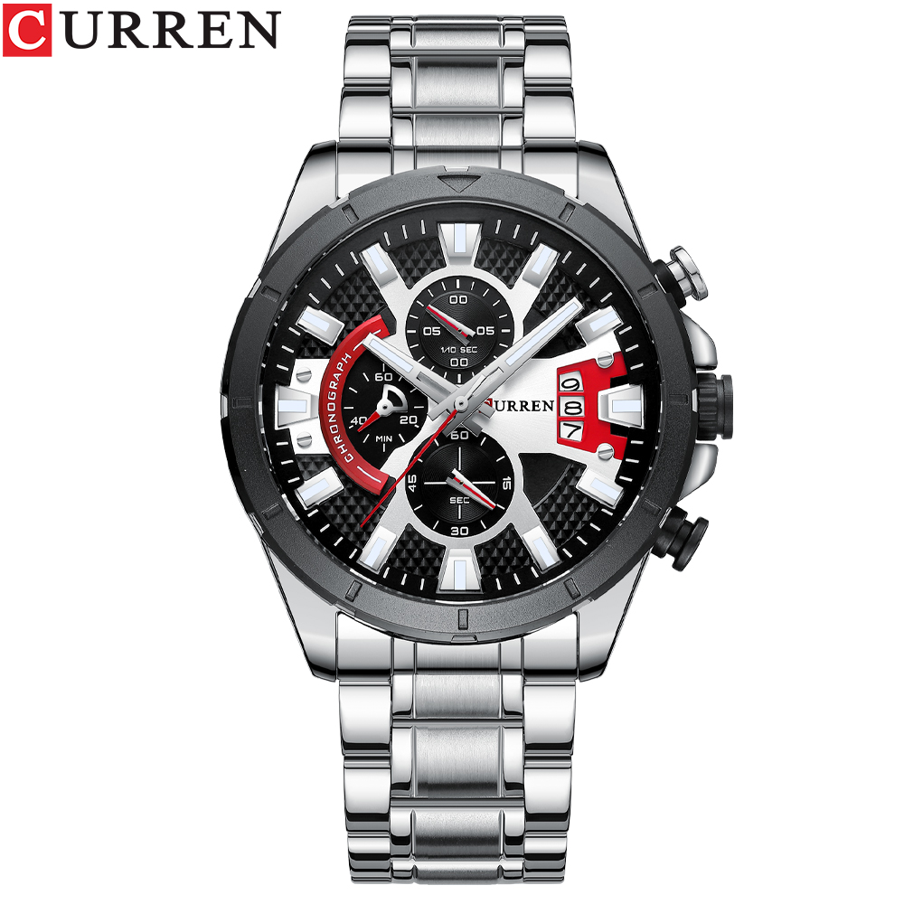 CURREN 8401 Stainless Steel Wrist Watch for Men – Silver & Black