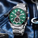 CURREN 8417 Chronograph Luminous Watch for Men – Silver & Green