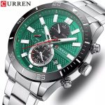 CURREN 8417 Chronograph Luminous Watch for Men – Silver & Green