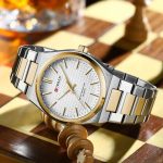 CURREN 8439 Luxury Stainless Steel Quartz Men Wristwatch- Silver Gold
