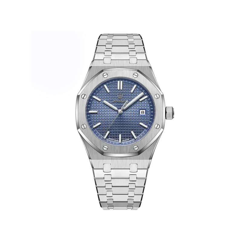 Poedagar 924 Fashion Quartz Stainless steel Men’s Wrist Watch- Silver Blue