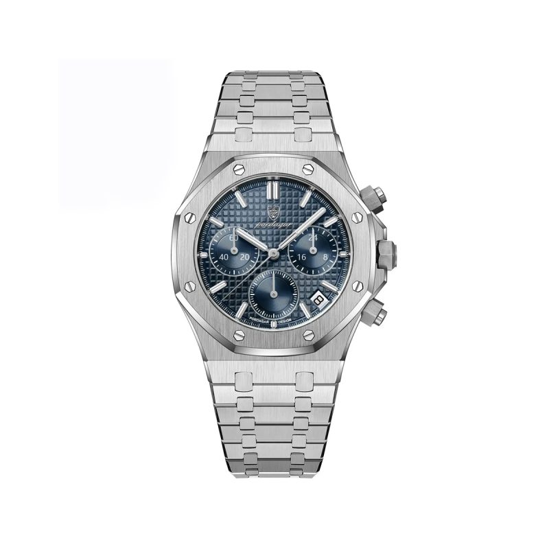 Poedagar 926 Chronograph Stainless Steel Men’s Watch - Silver Blue