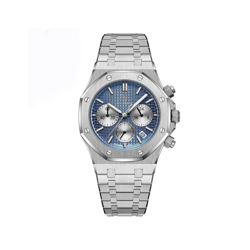 Poedagar 926 Chronograph Stainless Steel Men’s Watch - Silver Blue Silver