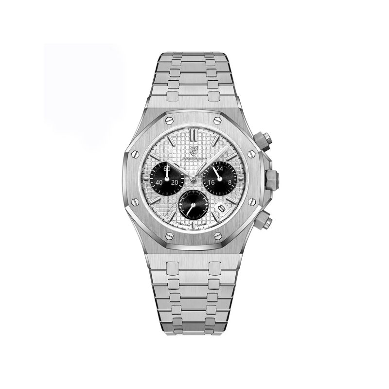 Poedagar 926 Chronograph Stainless Steel Men’s Watch - Silver White