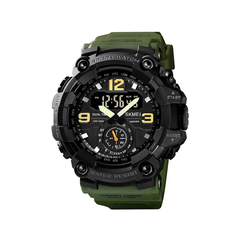 SKMEI 1637 Dual Time Digital Watch for Men's - Army Green