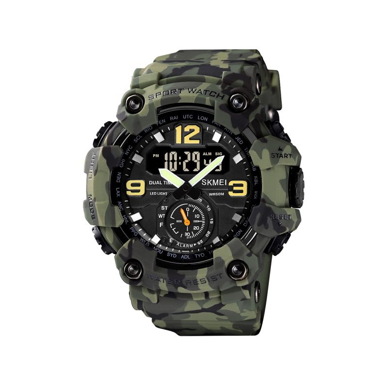 SKMEI 1637 Digital Dual Time Watch for Men's - Camouflage Green