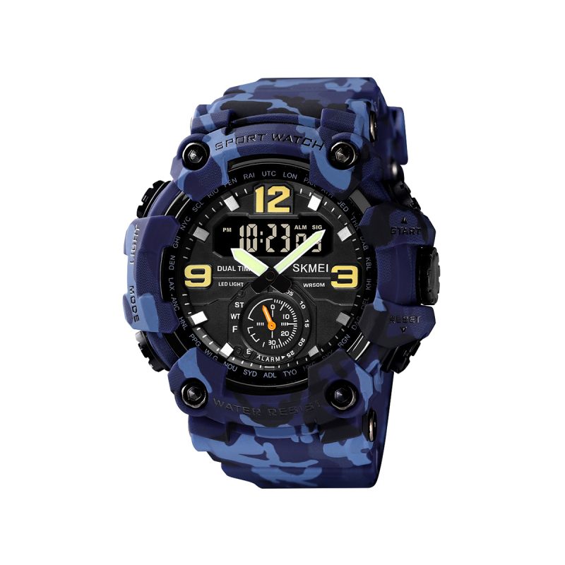 SKMEI 1637 Dual Time Digital Watch for Men's - Camouflage Blue