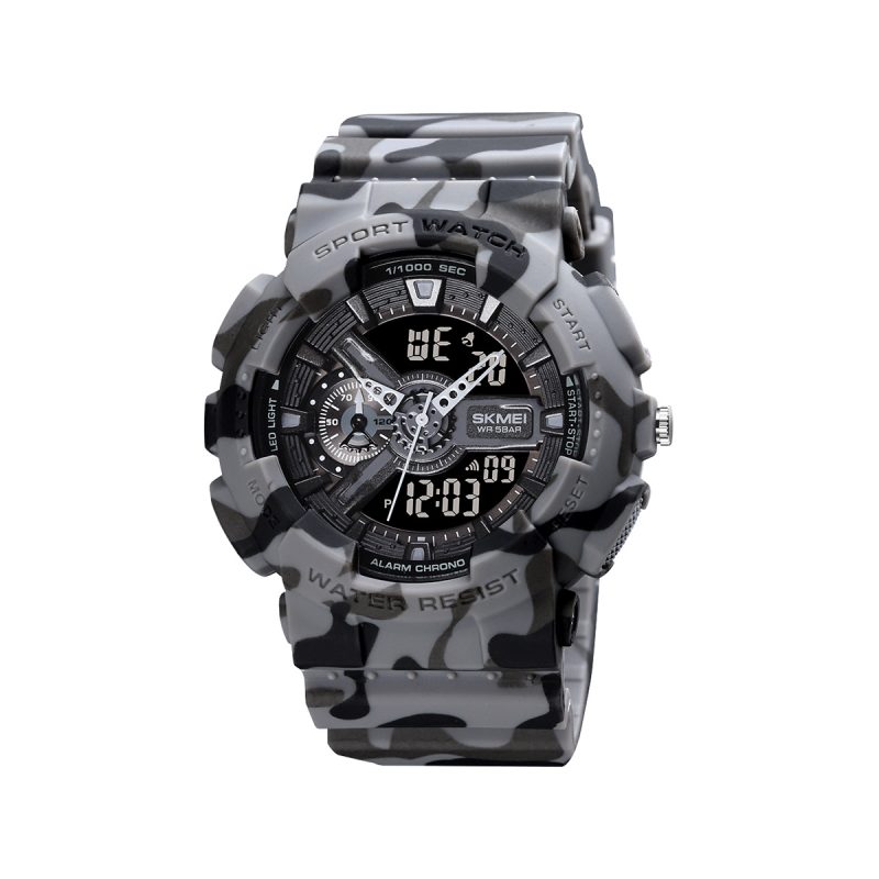 SKMEI 1688 luxury Analog Digital watch for Men-Camouflage Gray