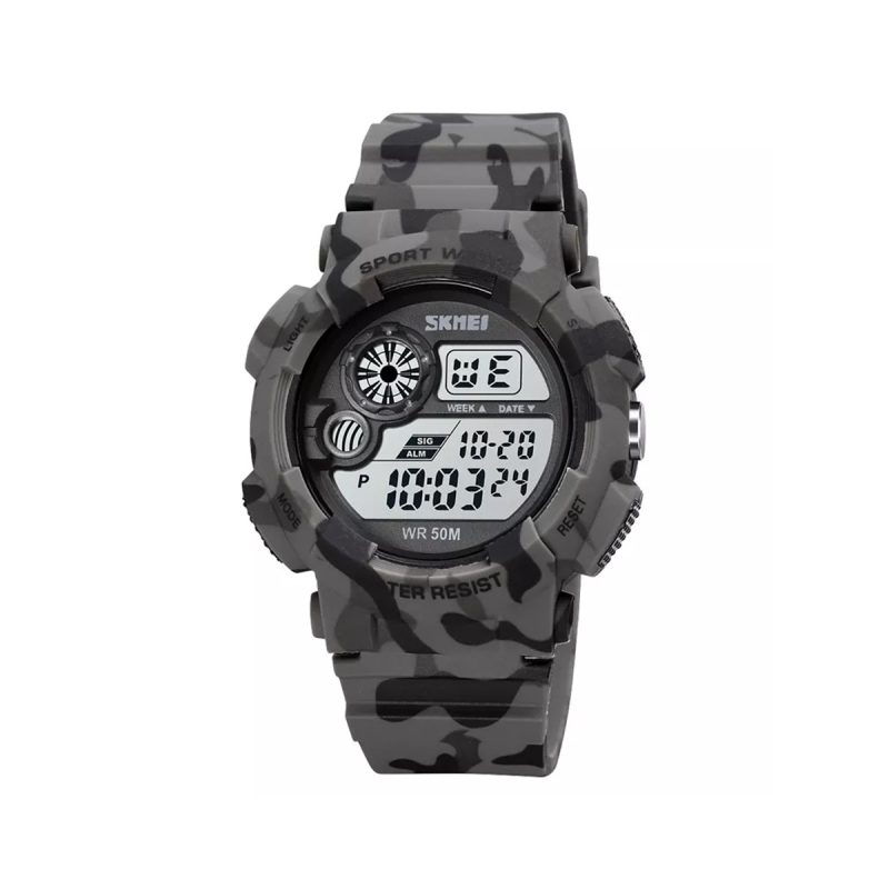 SKMEI 1718 DIGITAL SIMPLE CHRONO MENS WATCH - Camouflage Gray