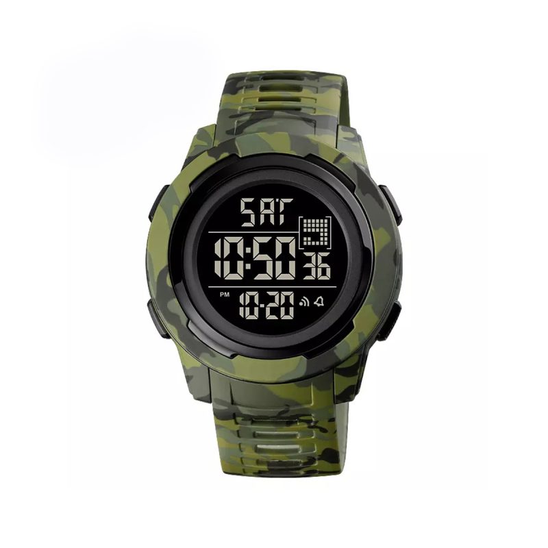 SKMEI 1731 Dual Time LED Digital Watch - Camouflage Green