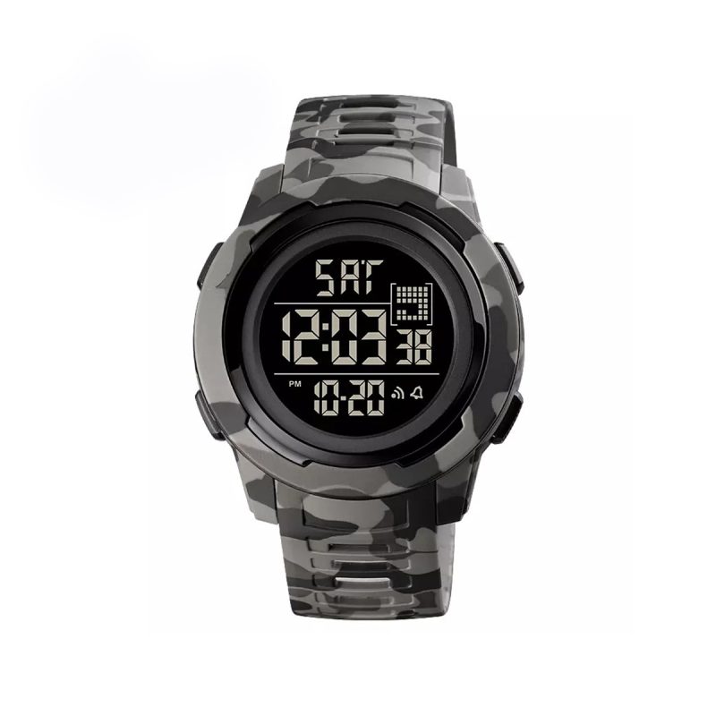 SKMEI 1731 LED Dual Time Digital Watch - Camouflage Gray