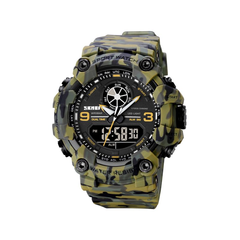 SKMEI 1818 Functional Dual Time Watch For Men's - Army