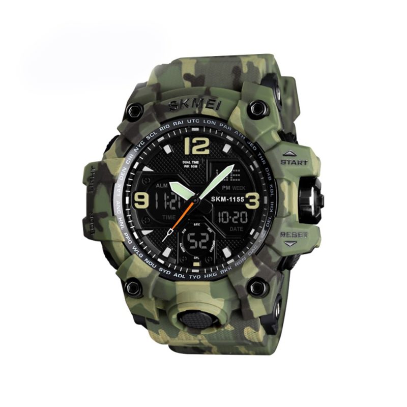 Skmei 1155B Camouflage Green Original Analog Digital waterproof Sports watch for men