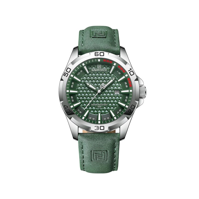 NAVIFORCE 8023 Men's Stylish Casual Leather Wrist watches-Green