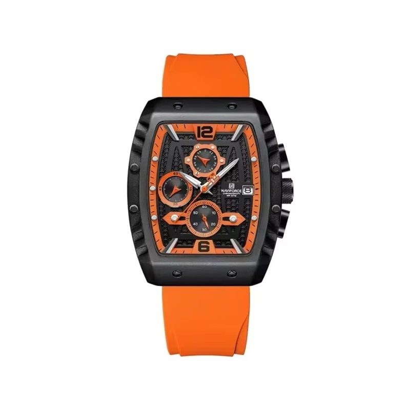 NAVIFORCE 8025 Silicon Band Chronograph Watch-Orange