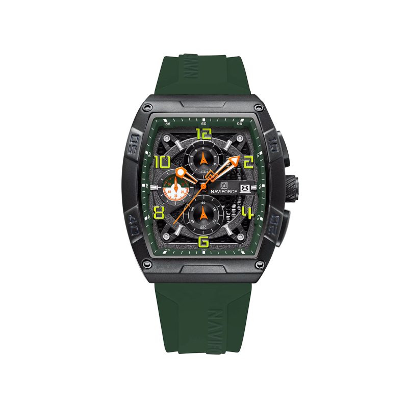 NAVIFORCE 8052 Silicone Band Chronograph Watch-Black & Green