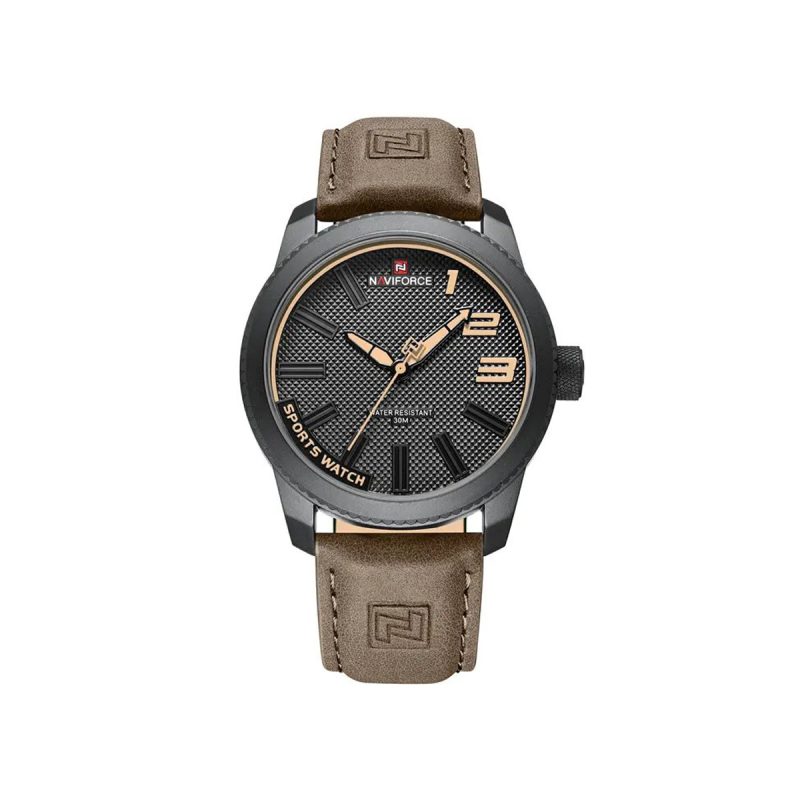 NAVIFORCE 9202 Casual Quartz Men's Analog Watch-Brown Black