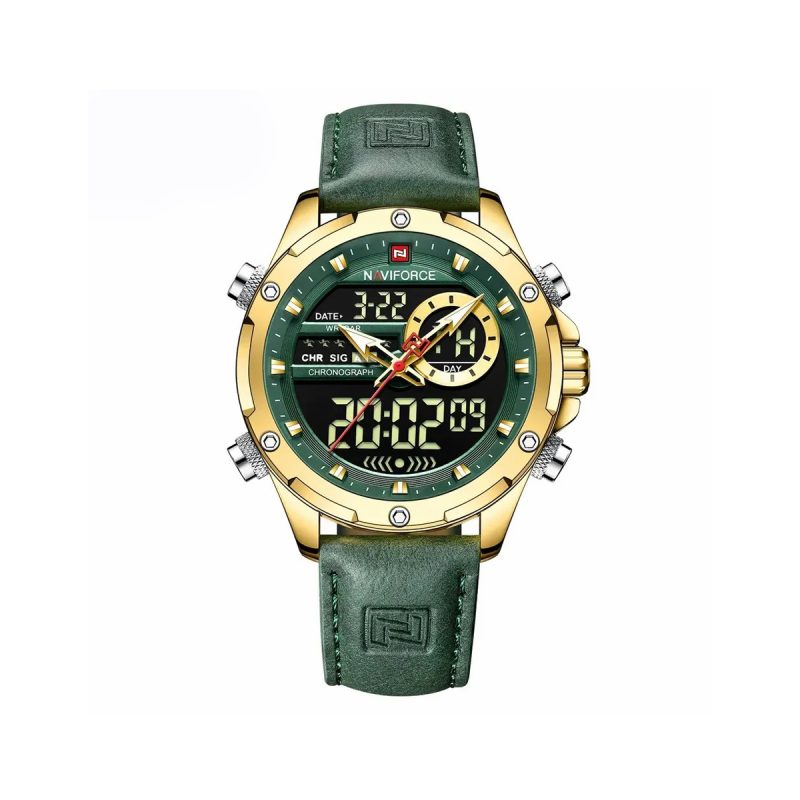 NAVIFORCE 9208 Chronograph Stainless Steel Watch-Green Gold