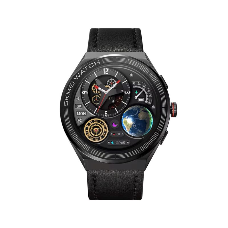 SKMEI S232 Leather Strap BT Calling Smart Watch-Black