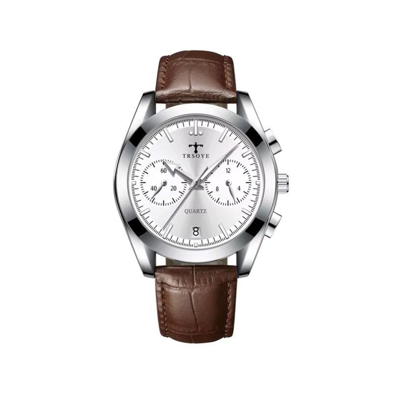 TRSOYE 6609 Elegant Chronograph Watch For Men's-Silver