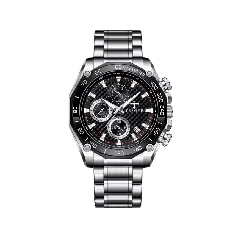 TRSOYE 6617 Multi-Function Chronograph Watch-Black